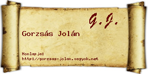 Gorzsás Jolán névjegykártya