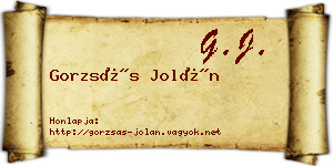 Gorzsás Jolán névjegykártya