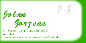 jolan gorzsas business card